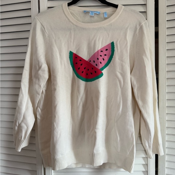 Draper James Ivory Knit Watermelon Sweater XL - Picture 2 of 4